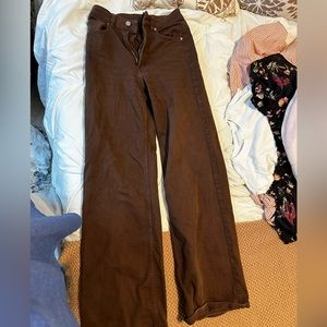 brown high rise wide leg jeans